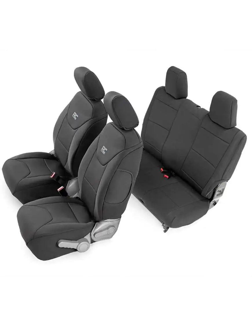 Complete set of black Neoprene Rough Country seat covers - Jeep Wrangler JK 2 Door 11-12