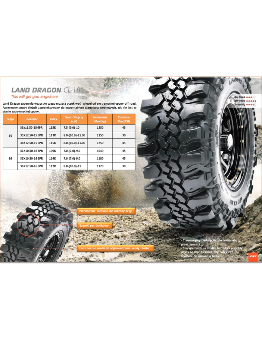 OPONA CST Land Dragon 38X12.50-15 CL18 CL-18 6PR 4X4