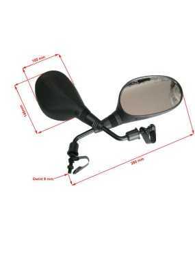 Mirrors Set Black Matte Thread 8mm model 8002 Polaris sportsman