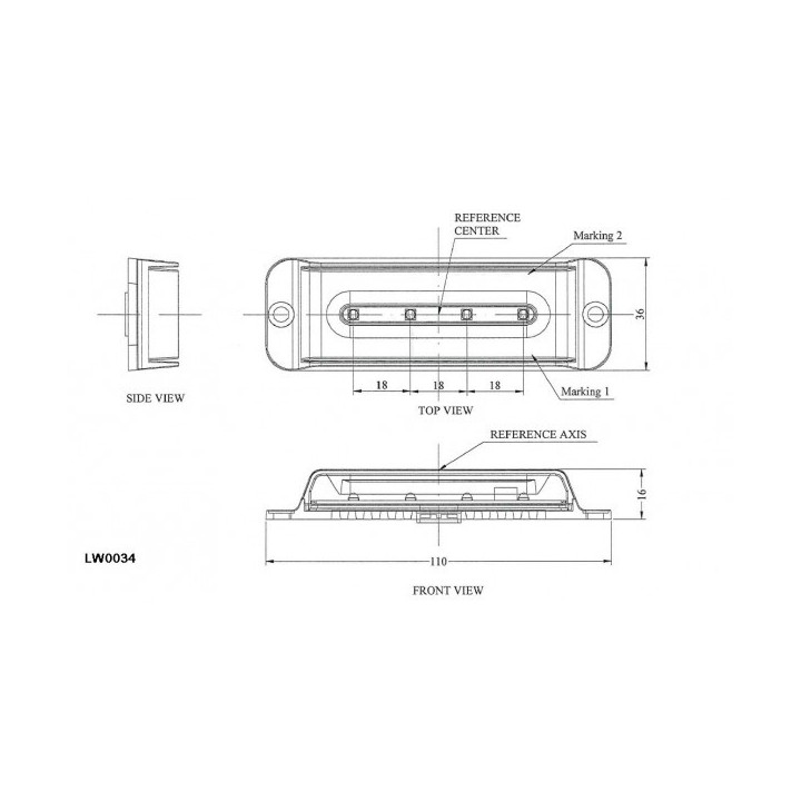Lampa strobo 4 LED blue R10 R65