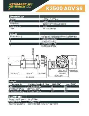 Wyciągarka Kangaroowinch K35-ADV 12V z liną syntetyczną