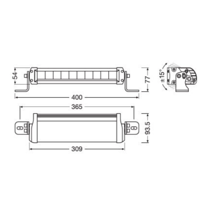 Panel LED OSRAM FX250 2700lm IP67 z homologacją ECE 40x9,4x7,7
