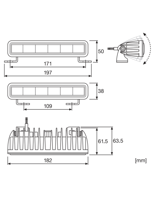 Lightbar SX180-SP 15W 1300lm 6,2x18,2x3x8