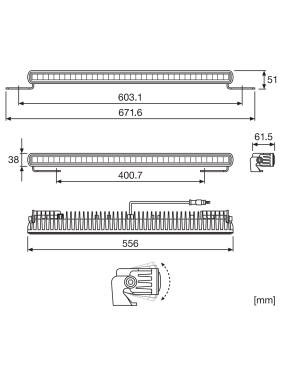 Lightbar SX500-SP Osram 45W 3900lm 6,2x55,6x3,8