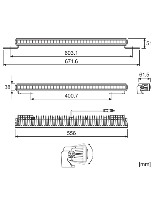 Lightbar SX500-SP Osram 45W 3900lm 6,2x55,6x3,8
