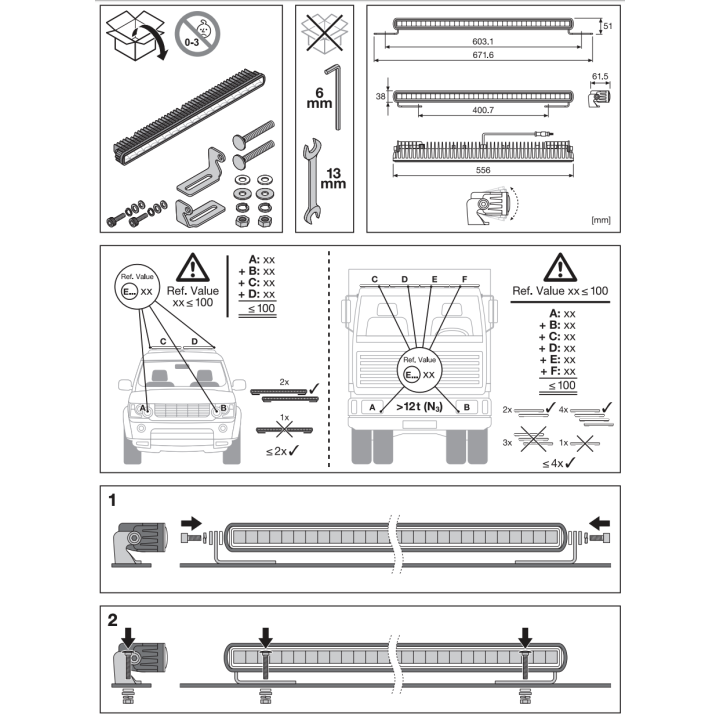 Lightbar SX500-SP Osram 45W 3900lm 6,2x55,6x3,8