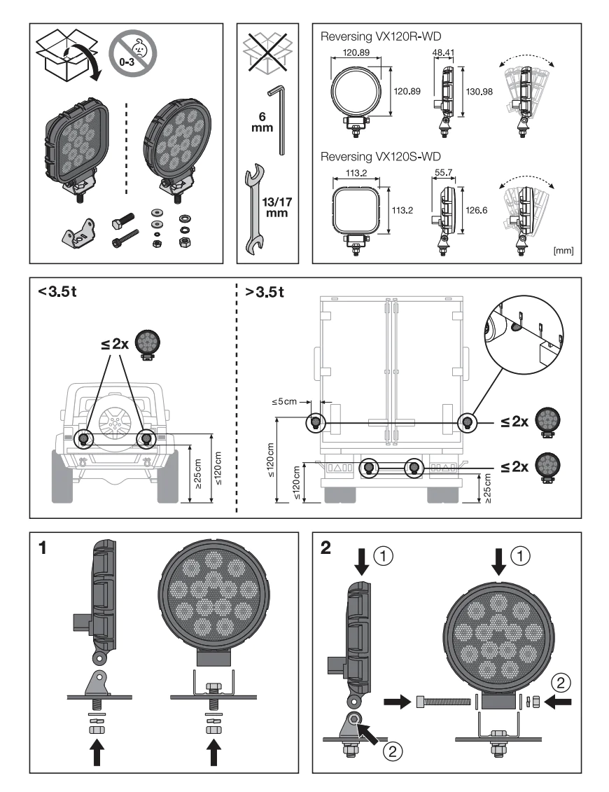 VX120R-WD LED Light 1100lm 15W 