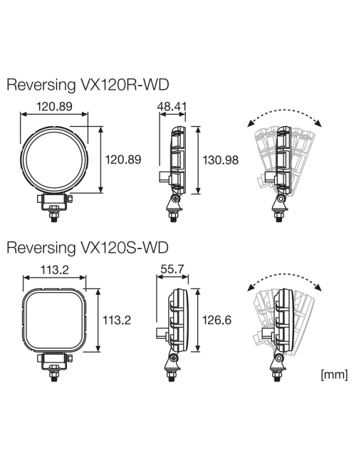 VX120R-WD LED Light 1100lm 15W 12x4,8
