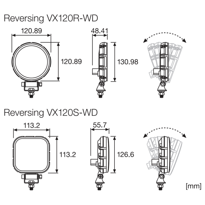 VX120R-WD LED Light 1100lm 15W 12x4,8