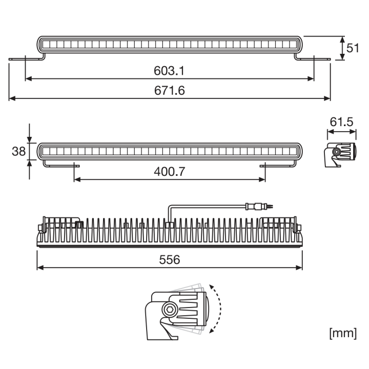 LEDriving® LIGHTBAR SX500-CB 55,6x6,1x3,8 44W