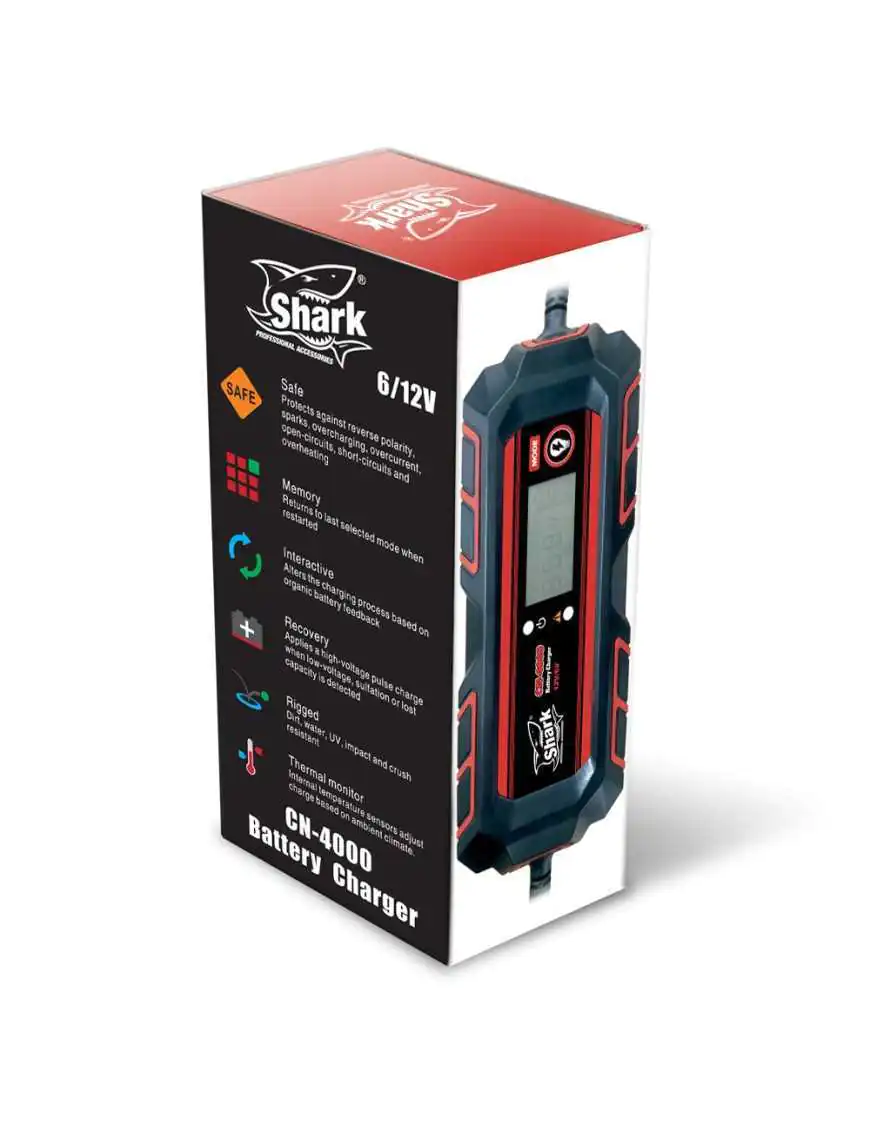 SHARK BATTERY CHARGER CN-4000, 6/12V IP65,4A DC