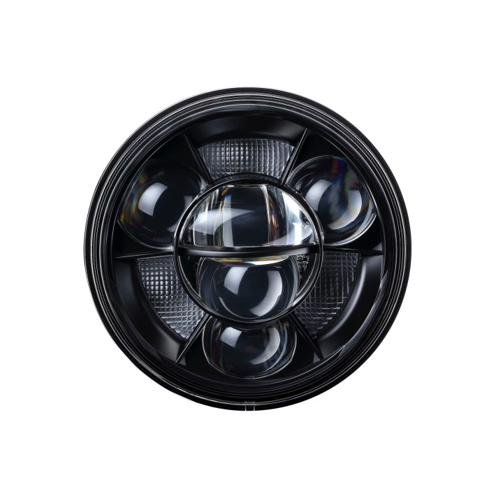 Reflektor LED 7 cali Next2 od przodu – czarna obudowa z układem soczewek