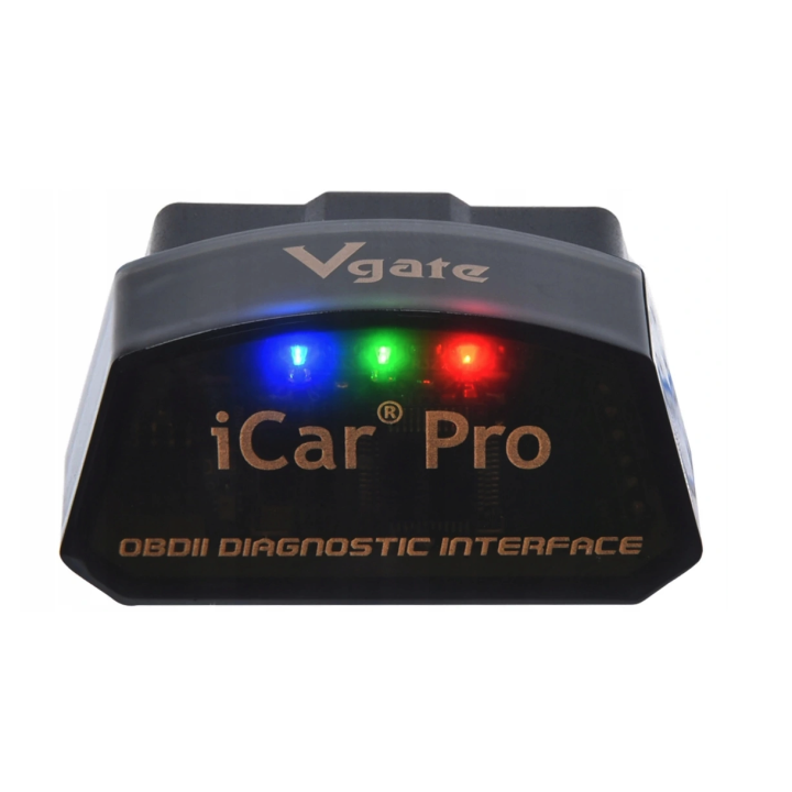 Interfejs Vgate iCar Pro OBDII z zapalonymi diodami sygnalizacyjnymi