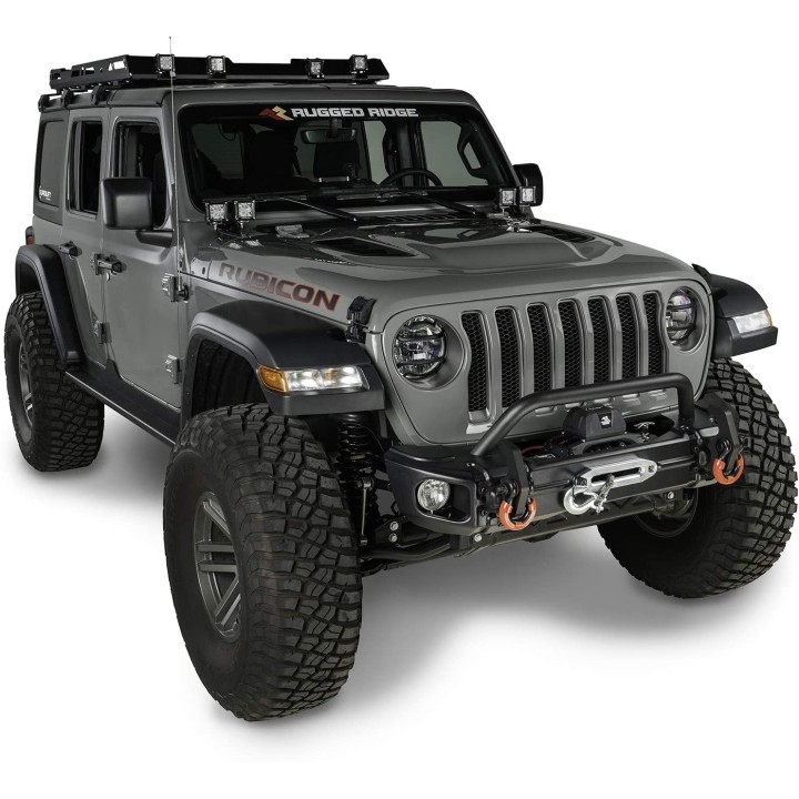 Przedni zderzak Arcus, z mocowaniem wyciągarki, odbojem i hakami, 18-19 Jeep Wrangler JL