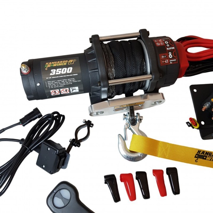 Wyciągarka Kangaroowinch K3500SR 1587kg  liną syntetyczną Powerwinch PW3500SR  12V ze sterowaniem bezprzewodowym