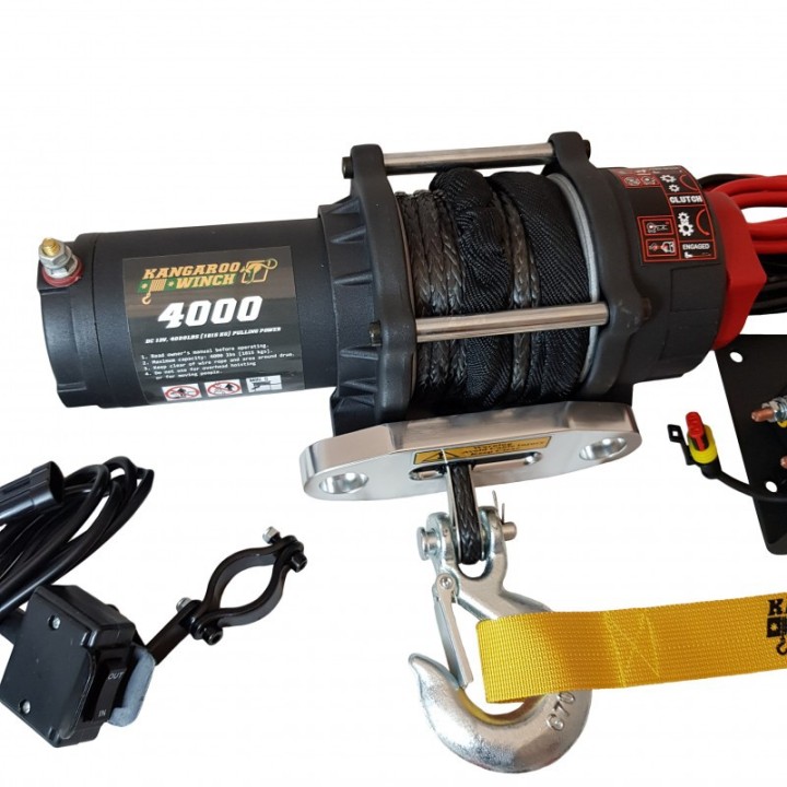 Wyciągarka KangaroowinchK3000SR 1814KG syntetyk PW4000SR 1814kg Powerwinch 12V z liną syntetyczną ze sterowaniem bezprzewodowym