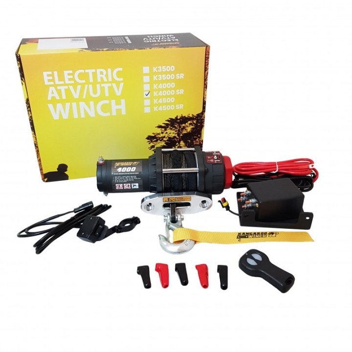 Wyciągarka KangaroowinchK3000SR 1814KG syntetyk PW4000SR 1814kg Powerwinch 12V z liną syntetyczną ze sterowaniem bezprzewodowym