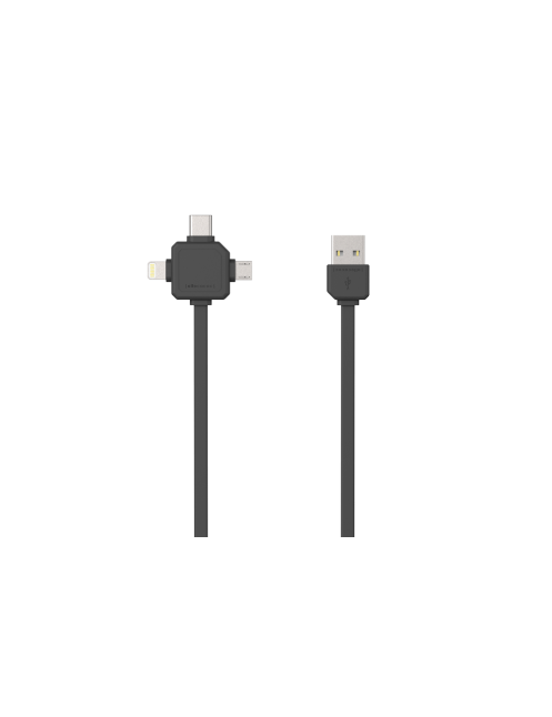 USBcable USB-C 1,5 m 3w1 - szary