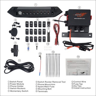 wodoodporny panel Wrangler JL JT od 2018 z uchwytem na telefon