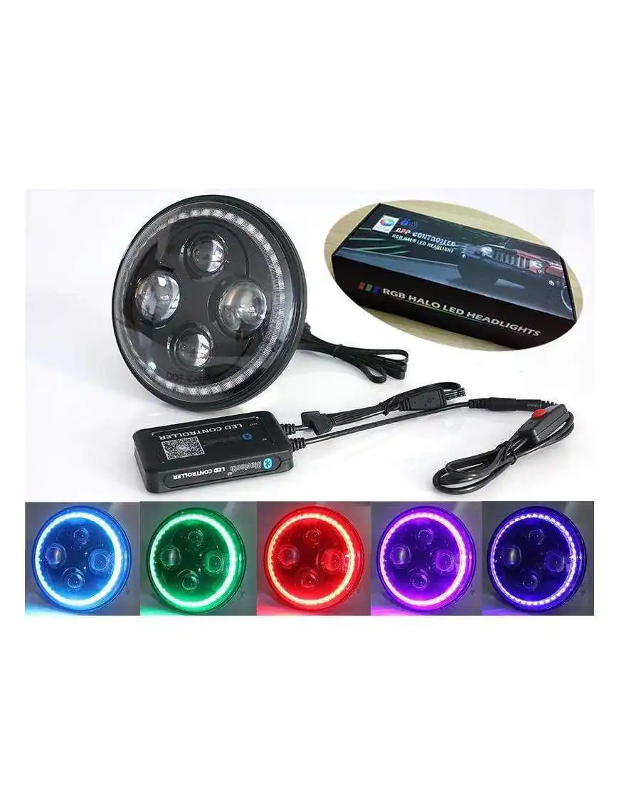 Reflektory LED RGB z DRL Jeep Wrangler