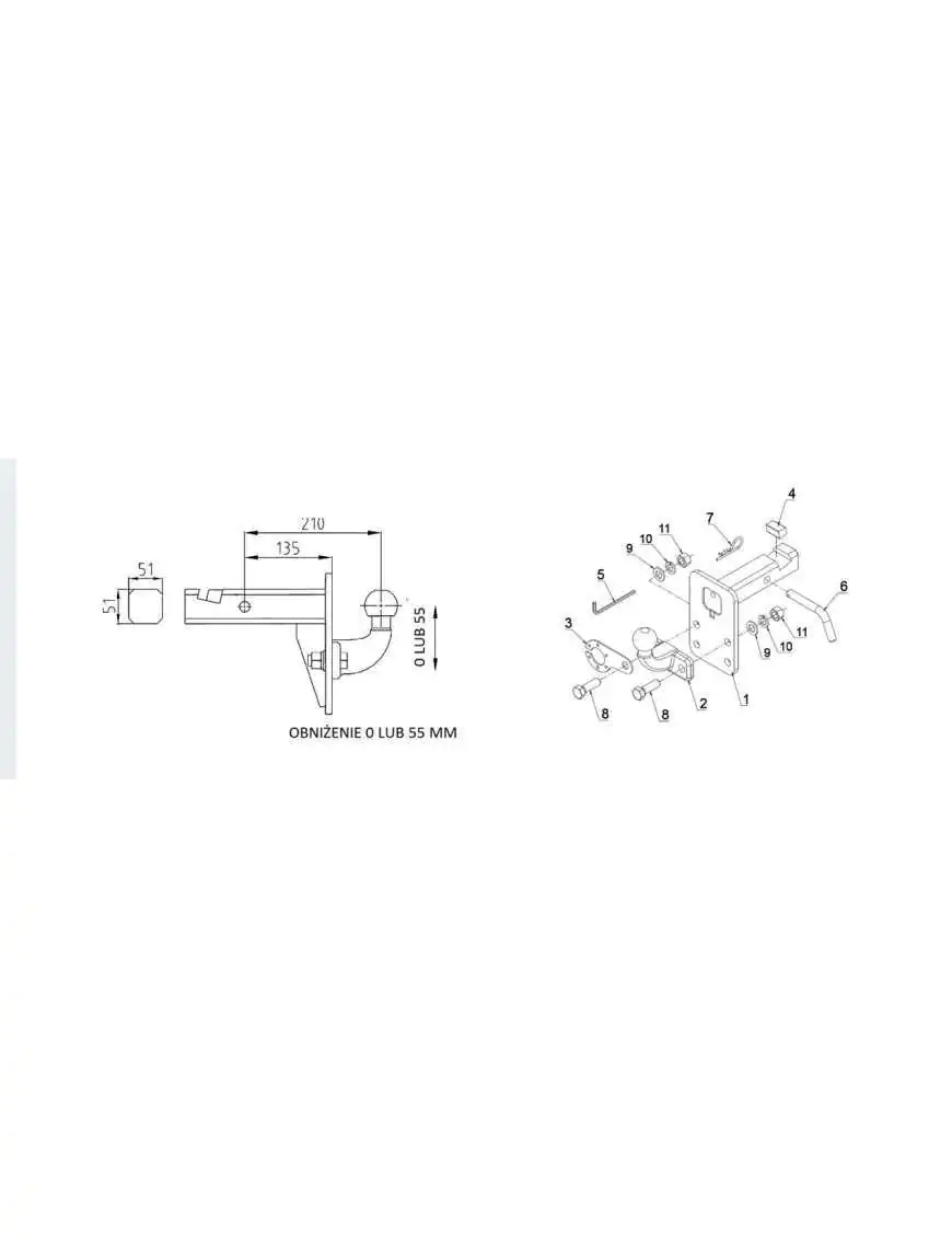 KULA HAKA Odkuwka ADAPTER USA 51x51 AH-5 regulacja homologowane