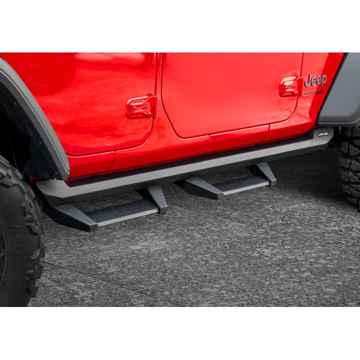 Aluminiowe progi ze stopniami do Wrangler JLU 4D od Rival