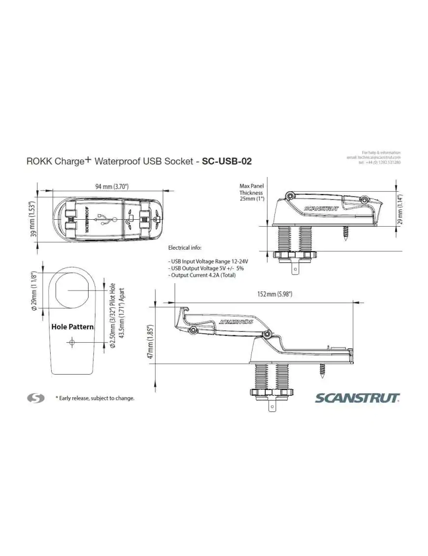 Ładowarka USB wodoodporna USB ROKK Charge+ 12V / 24V