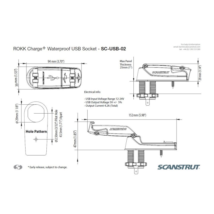 Ładowarka USB wodoodporna USB ROKK Charge+ 12V / 24V