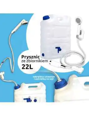 Prysznic przenośny ze zbiornikiem 22L Water2go + nakrętka do węża