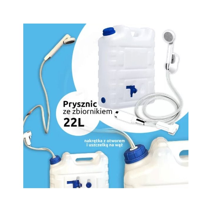 Prysznic przenośny ze zbiornikiem 22L Water2go + nakrętka do węża