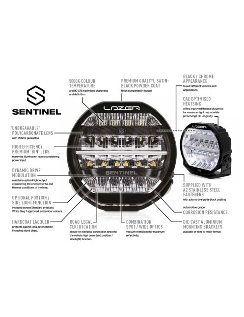 LAZER Sentinel 7" Elite - okrągła lampa LED