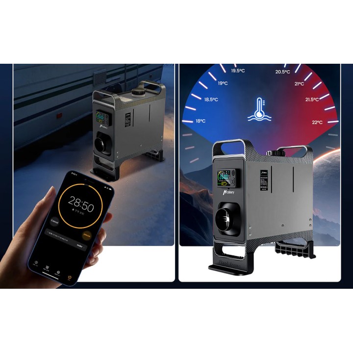 Ogrzewanie postojowe nagrzewnica HCALORY HC-A02, 8 kW, Diesel, Bluetooth (szare)