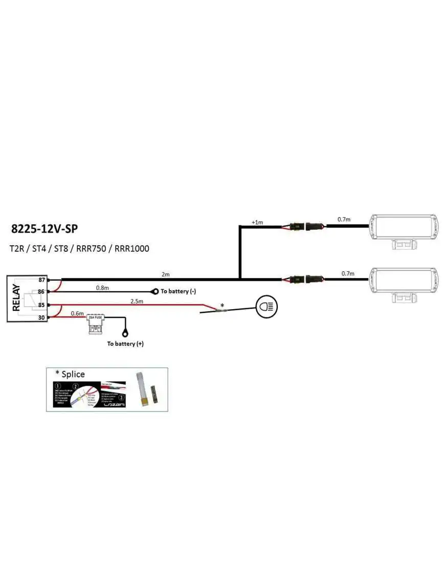 Harness for mounting 2 LAZER lamps (T-2, ST, TRIPLE-R, Linear series)