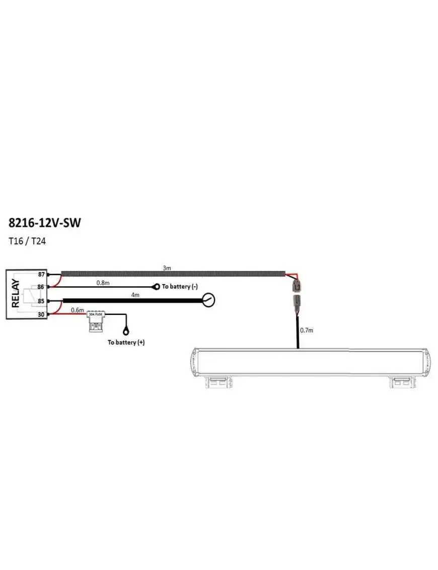 Harness for mounting 1 LAZER lamp (T-16, T-24 series) - with switch