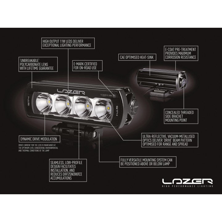 Zestaw dwóch lamp LAZER ST4 Evolution z systemem montażu w fabrycznym grillu - Volkswagen T6 (2015 -) - ujęcie 4