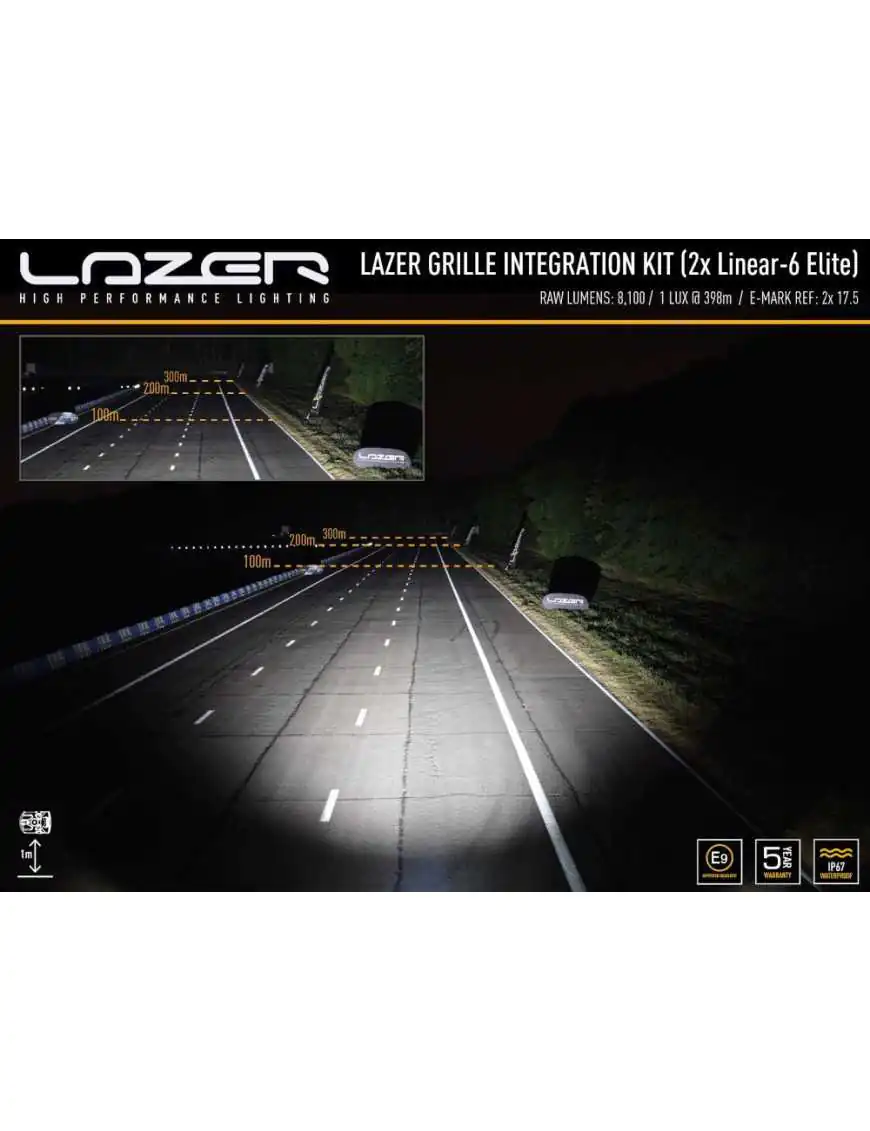 Zestaw dwóch lamp LAZER Linear 6 Elite z systemem montażu w fabrycznym grillu - Isuzu D-Max (2021 -) | Szekla4x4.pl