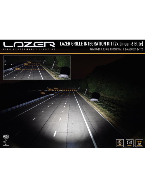 Zestaw dwóch lamp LAZER Linear 6 Elite z systemem montażu w fabrycznym grillu - Isuzu D-Max (2021 -)