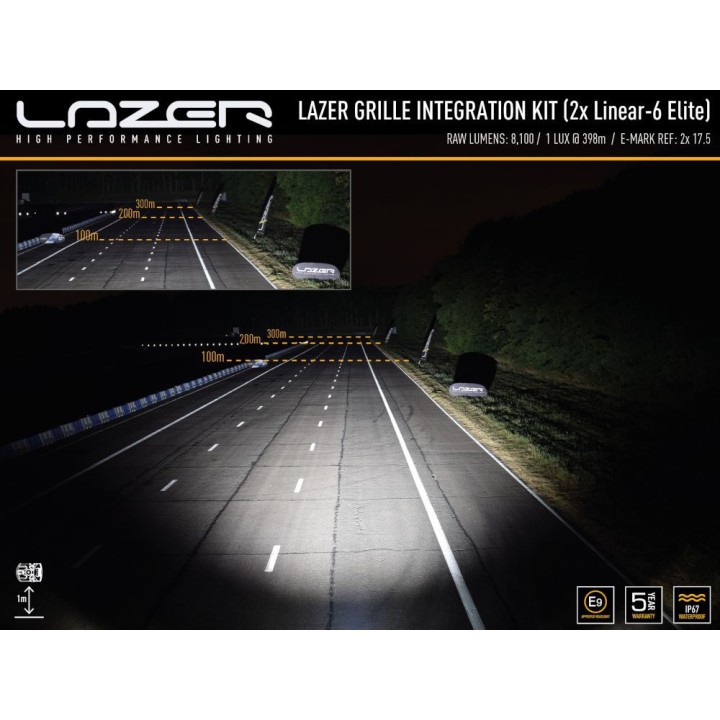 Zestaw dwóch lamp LAZER Linear 6 Elite z systemem montażu w fabrycznym grillu - Isuzu D-Max (2021 - 2022) - ujęcie 4