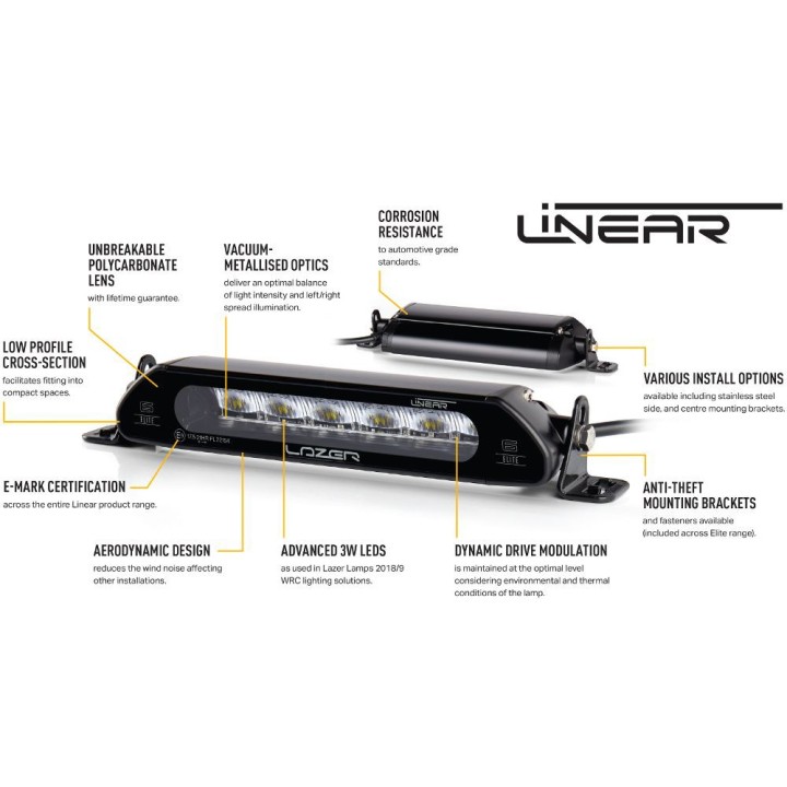 Zestaw dwóch lamp LAZER Linear 6 Elite z systemem montażu w fabrycznym grillu - Isuzu D-Max (2021 - 2022) - ujęcie 5