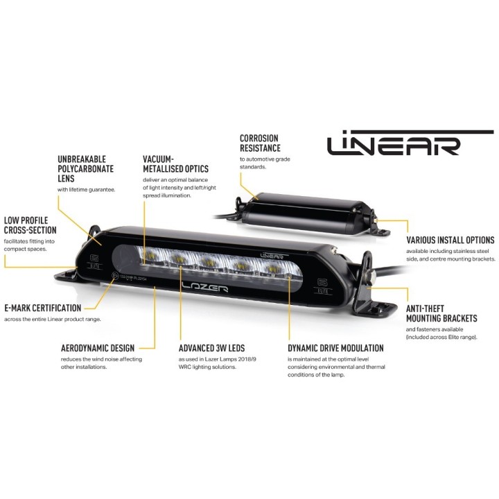 Zestaw dwóch lamp LAZER Linear 6 Elite z systemem montażu w fabrycznym grillu - Volkswagen Caddy (2015-) - ujęcie 4