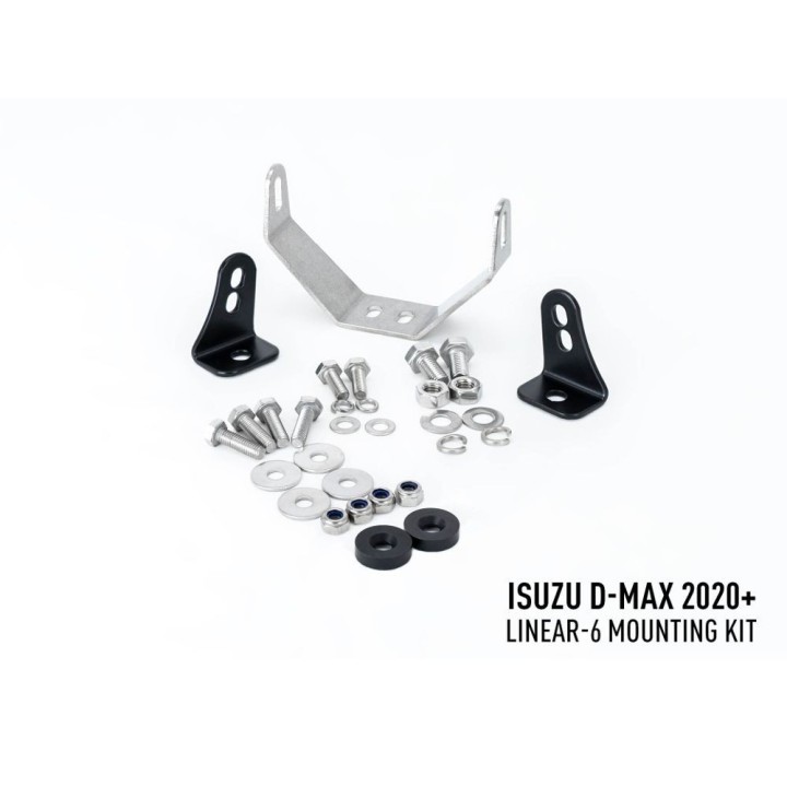 Zestaw dwóch lamp LAZER Linear 6 z systemem montażu w fabrycznym grillu - Isuzu D-Max (2021 - 2022) - ujęcie 6