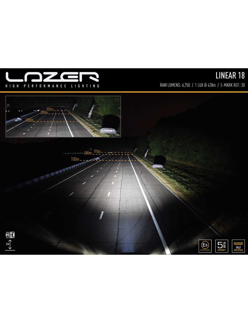 Zestaw lampy LAZER Linear 18 z systemem montażu w fabrycznym grillu - Ford Transit Courier (2014-)