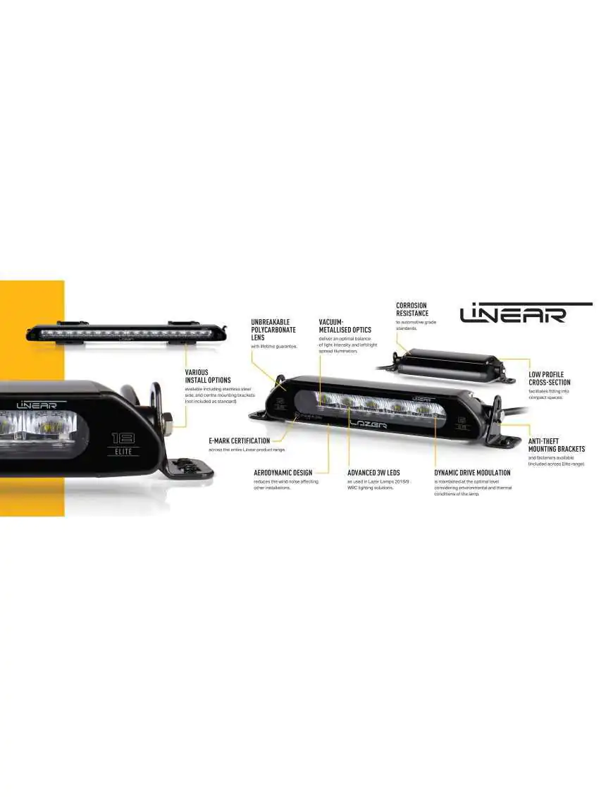 Zestaw lampy LAZER Linear 18 Elite - z systemem montażu w fabrycznym grillu - Nissan Navara NP300 (2015 -)