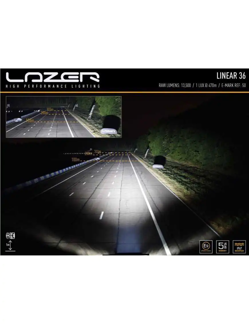 Lampa LAZER Linear 36 Double z zestawem do montażu na dachu – Isuzu D-MAX (2021 -) z relingami dachowymi | Szekla4x4.pl