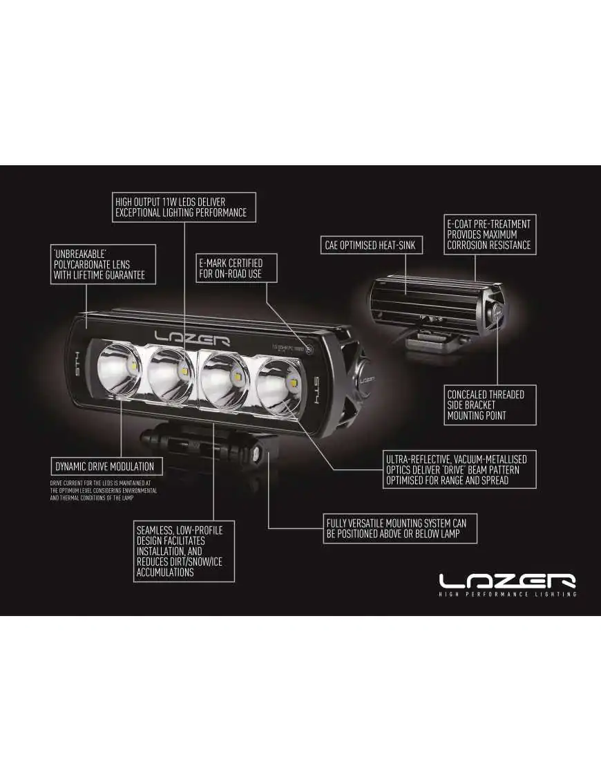 Zestaw dwóch lamp LAZER ST4 Evolution z systemem montażu w fabrycznym grillu - Mercedes X-Class V6 (2017-)