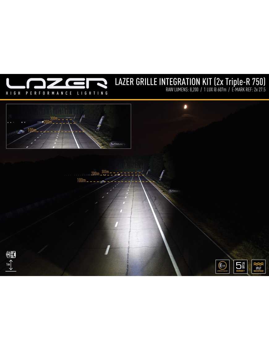 Zestaw dwóch lamp LAZER Triple-R 750 (Gen2) z systemem montażu w fabrycznym grillu - Volkswagen Amarok V6 (2016 -)