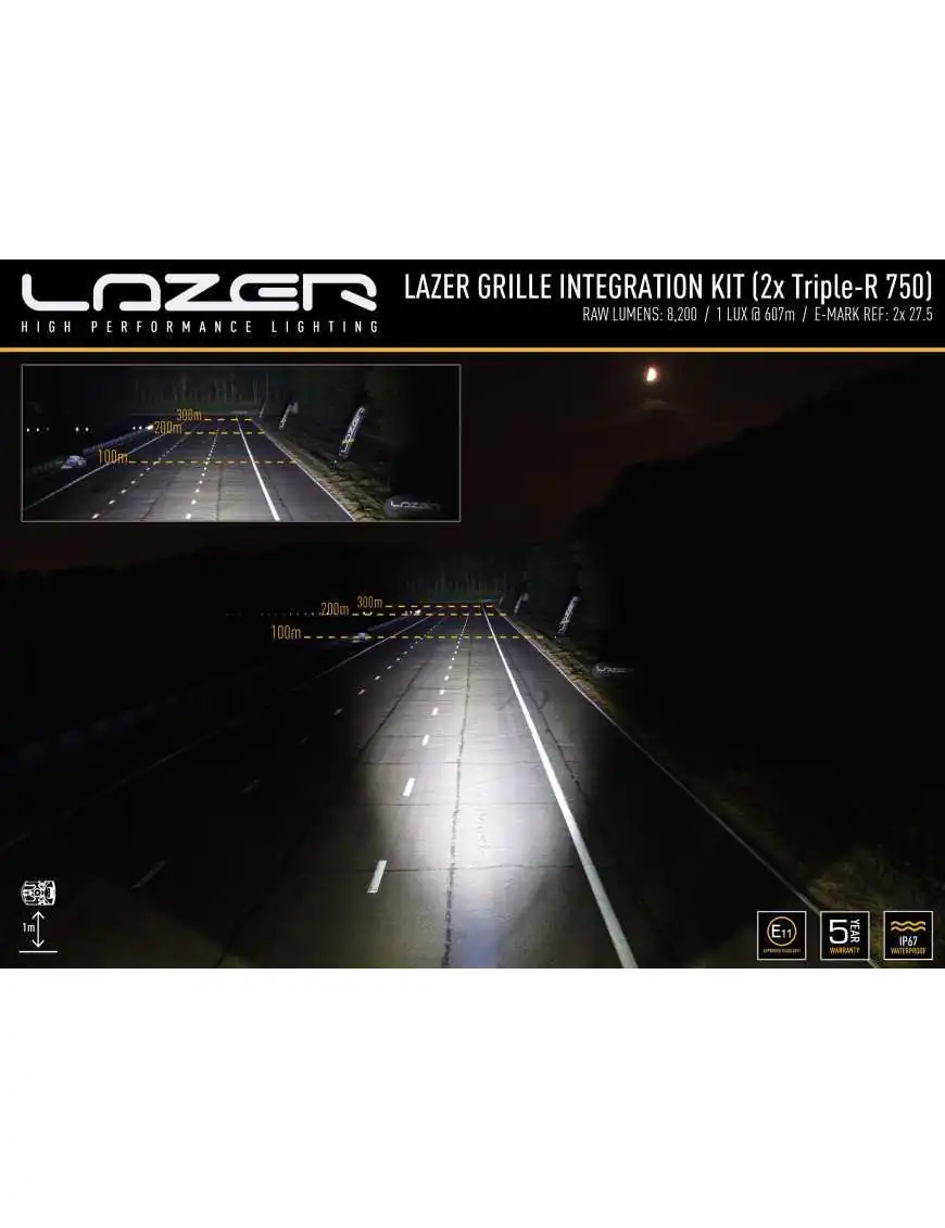 Zestaw dwóch lamp LAZER TRIPLE-R 750 (Gen2) z systemem montażu w fabrycznym grillu - Ford Ranger (2019 -)