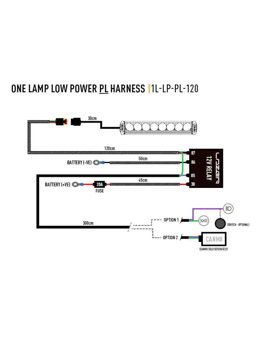 Harness for connecting a single 12V lamp - with position lights