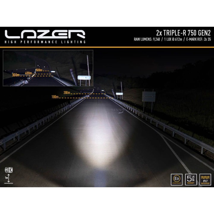 Zestaw dwóch lamp LAZER TRIPLE-R 750 (Gen2) z systemem montażu w fabrycznym grillu - Nissan Patrol Y62 (2018 -) - ujęcie 8