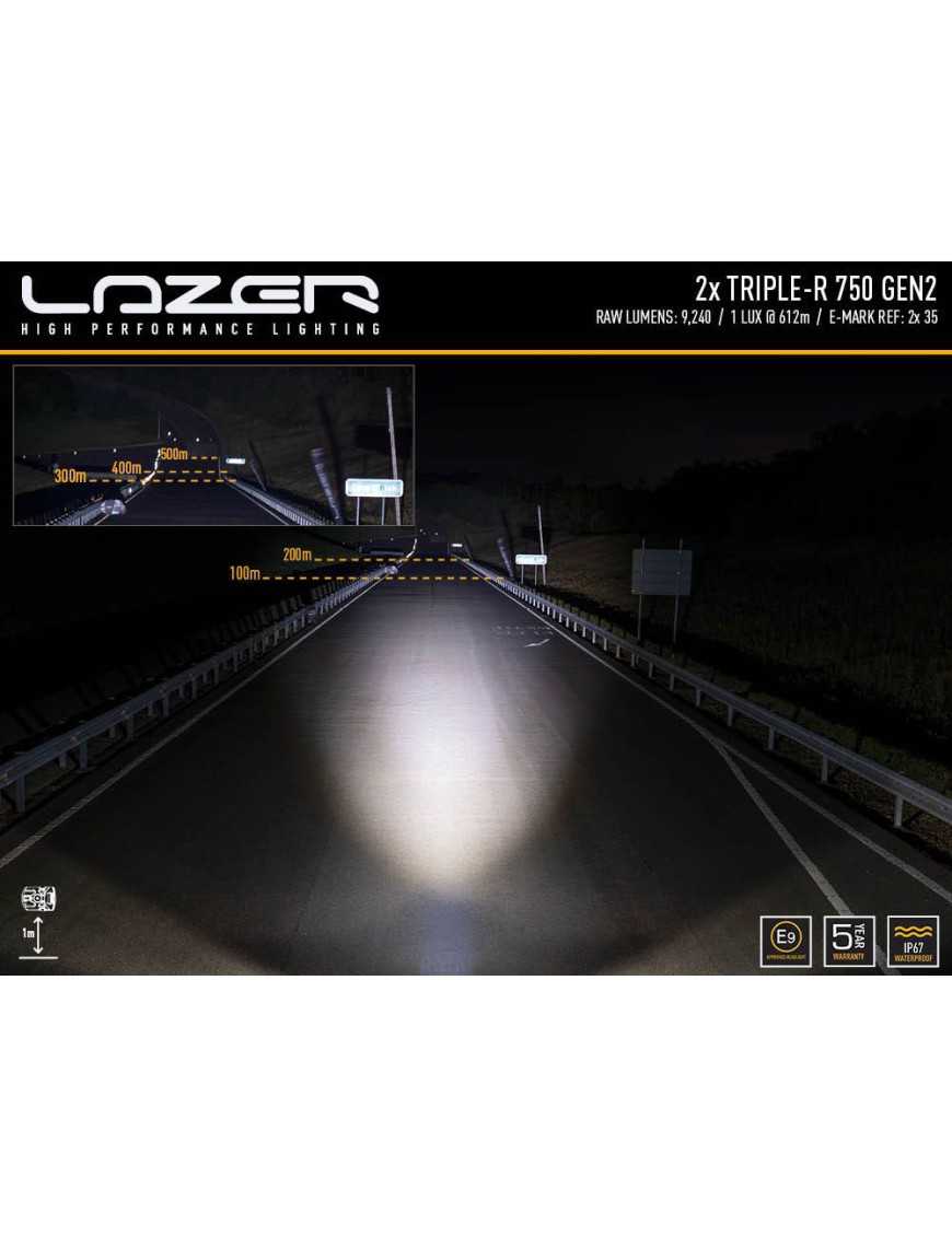 Zestaw dwóch lamp LAZER TRIPLE-R 750 (Gen2) z systemem montażu w fabrycznym grillu - VW Amarok (2010 -) 